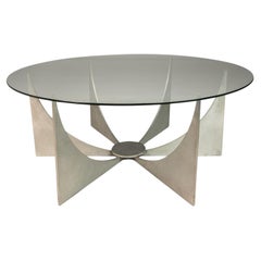 Coffee Table in Aluminum w/ Glass Top Attributed to Donald Drumm, USA, c. 1960's