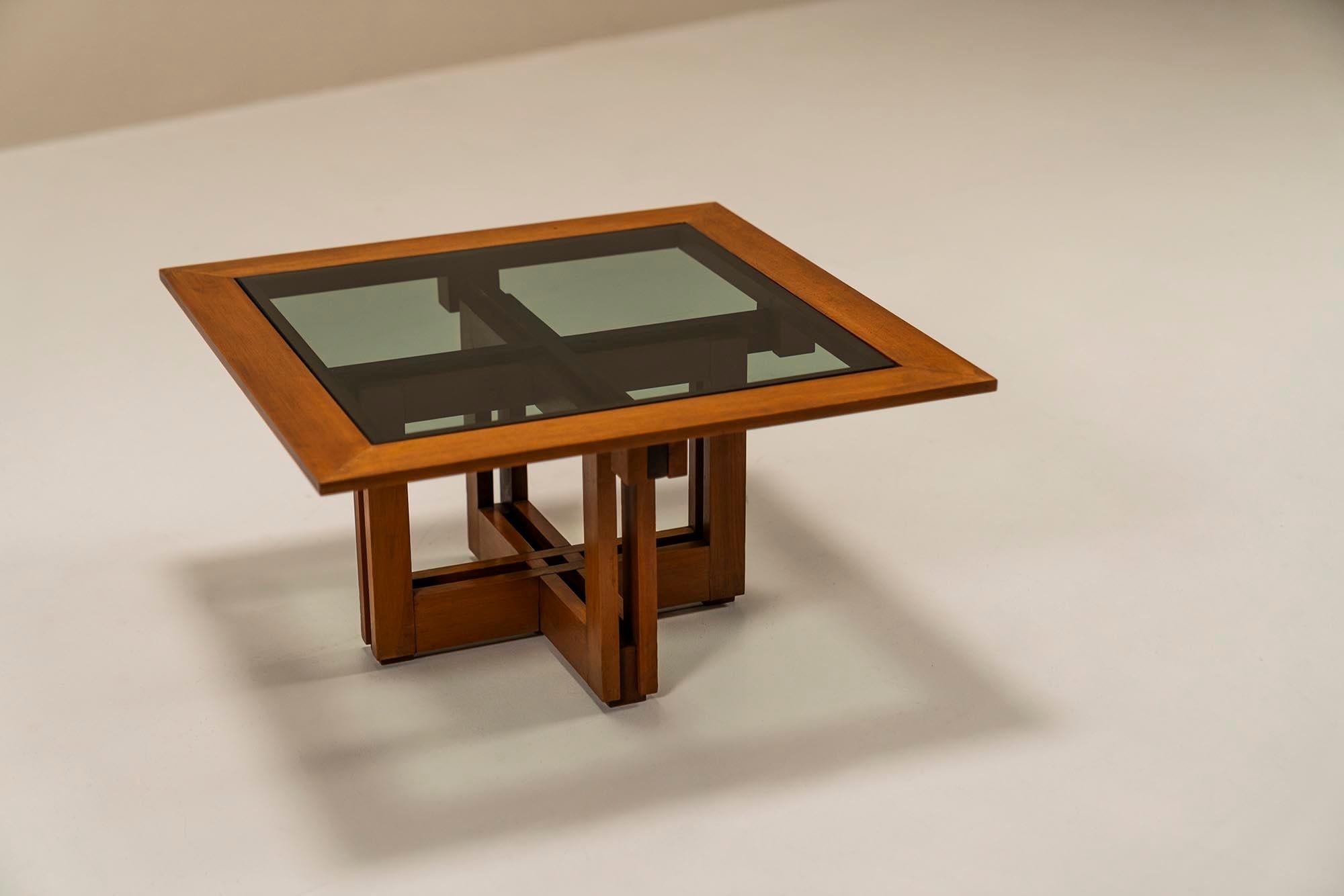 Mid-Century Modern Coffee Table in Ashwood and Walnut for Fausto Bontempi, Italy 1960s