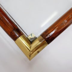 Coffee table in bamboo and brass with glass top, 60s
