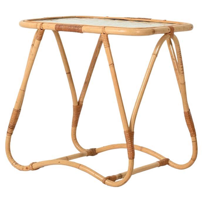 Table basse en bambou avec vetro opaco