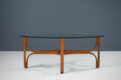Coffee Table in bended Walnut and Glass, Italy, 1960s