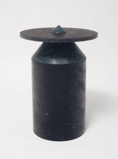New Modern Side Table in Black and Green Marble, Creator Chekerdjian Stock