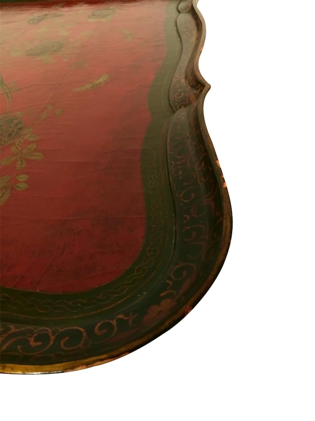 Table basse en laque chinoise noire et rouge du 19ème siècle en vente 6