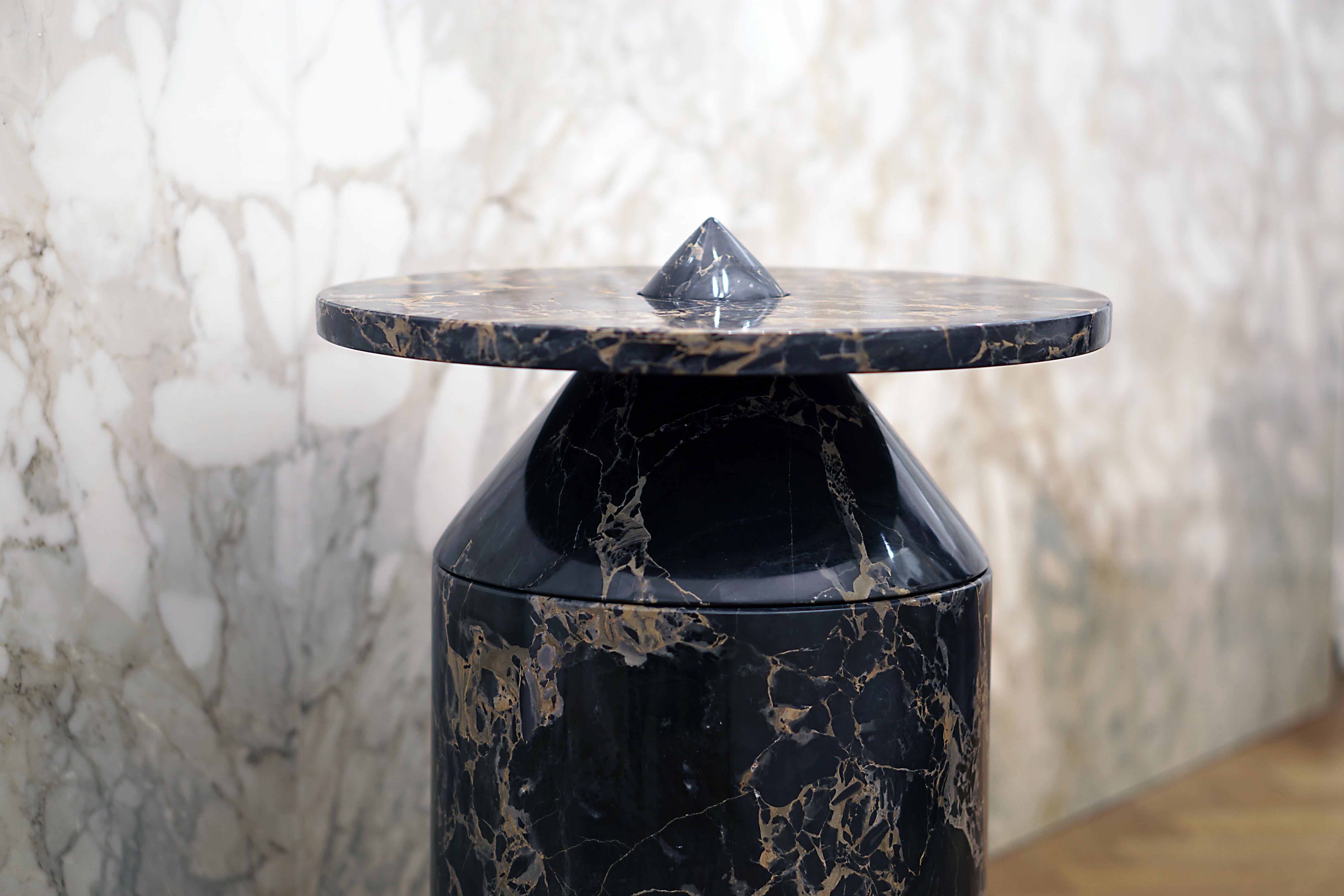 Coffee Table in Black Portoro Marble by Karen Chekerdjian, Numb Ed. Italy, Stock For Sale 2
