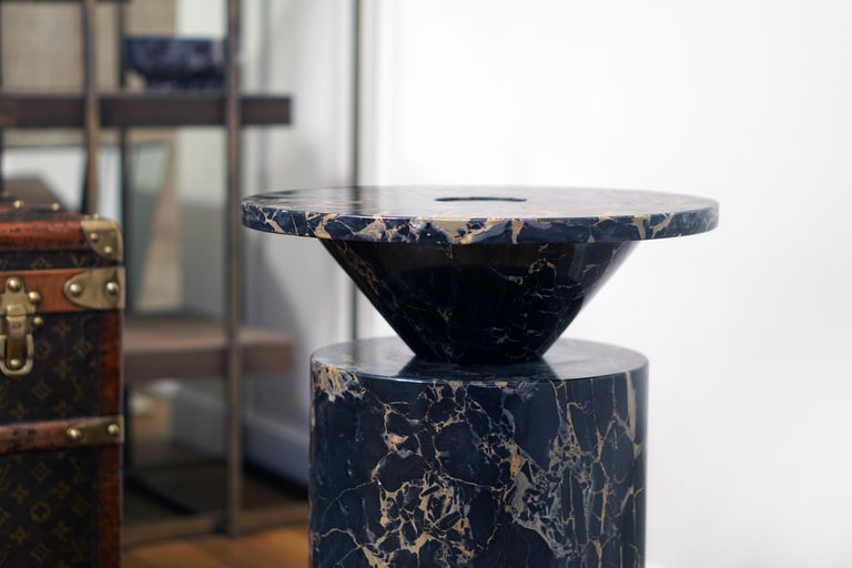 Contemporary Coffee Table in Black Portoro Marble, by Karen Chekerdjian. Numbered Ed. Italy For Sale