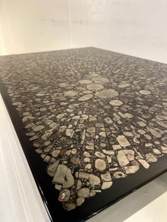 Coffee Table in Black Resin Inlay Marcassite by Jean Claude Dresse