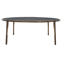 Coffee Table in Black Shagreen with Bronze Patina Brass by R&Y Augousti
