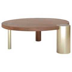 Black Walnut 48" Coffee Table with Brass Feature Leg by Hinterland Design