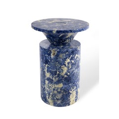 Modern New Side Side Cocktail Table Blue Sodalite Marble Karen Chekerdjian STOCK