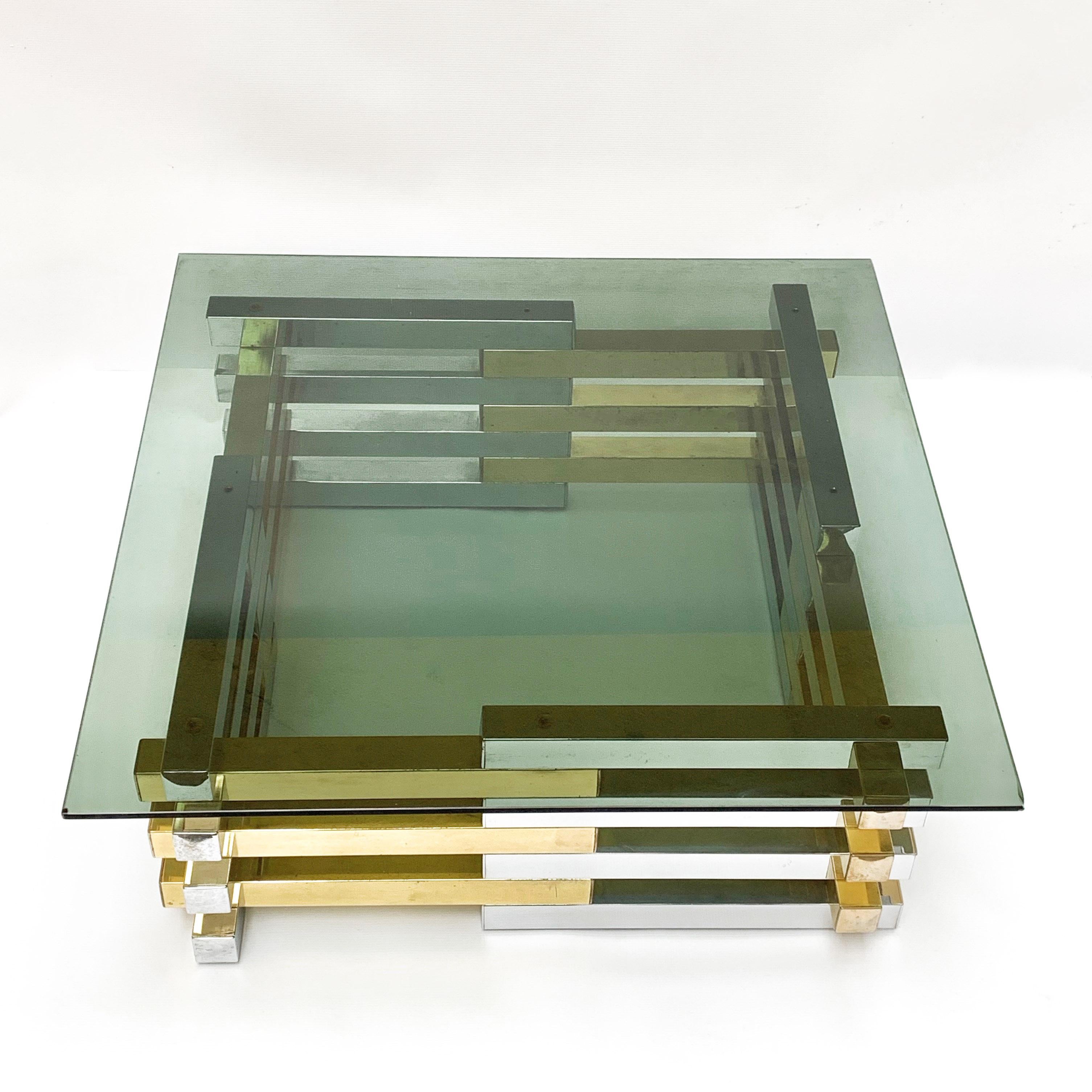 Pierre Cardin Midcentury Brass and Chrome French Coffee Table, 1970s 4