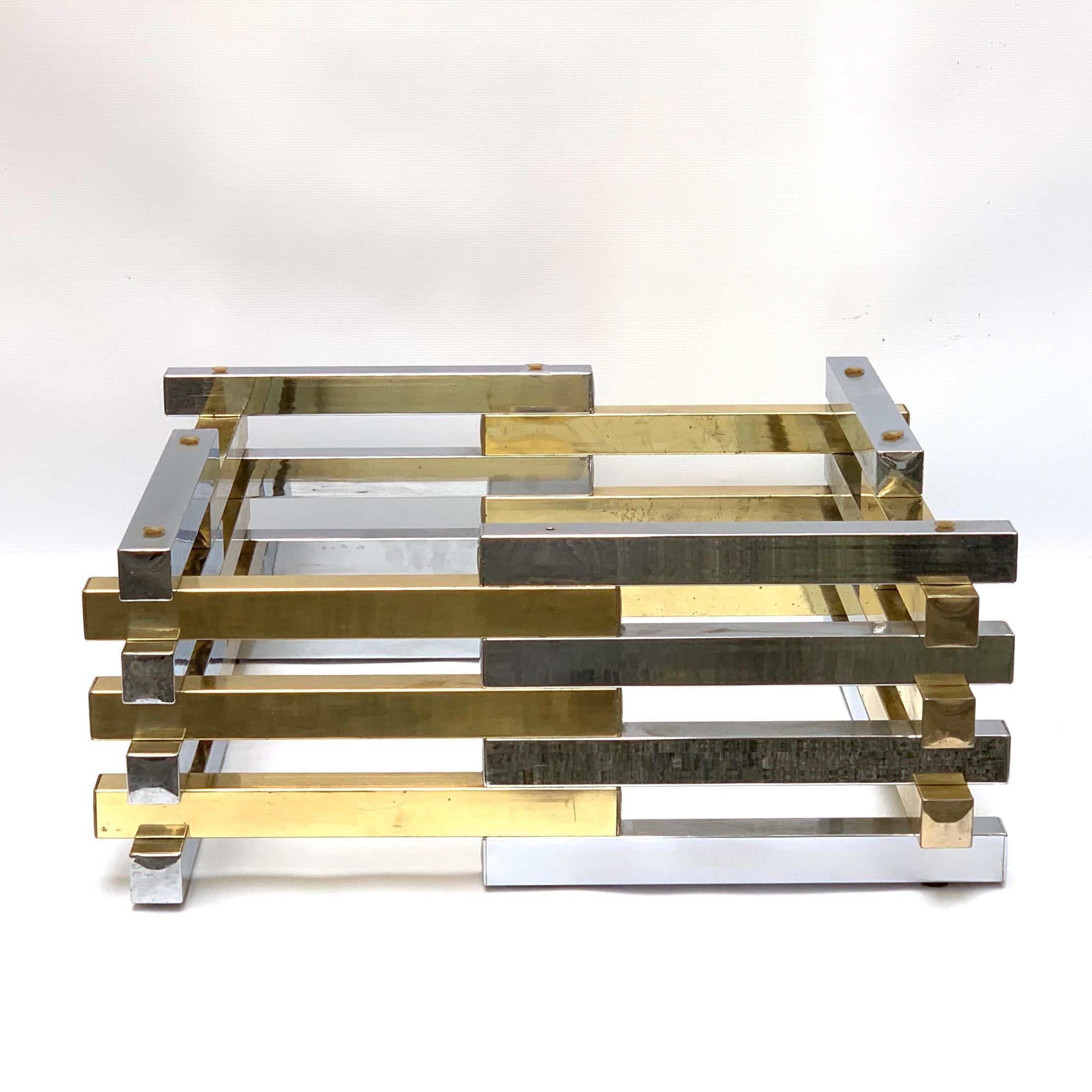Pierre Cardin Midcentury Brass and Chrome French Coffee Table, 1970s 6