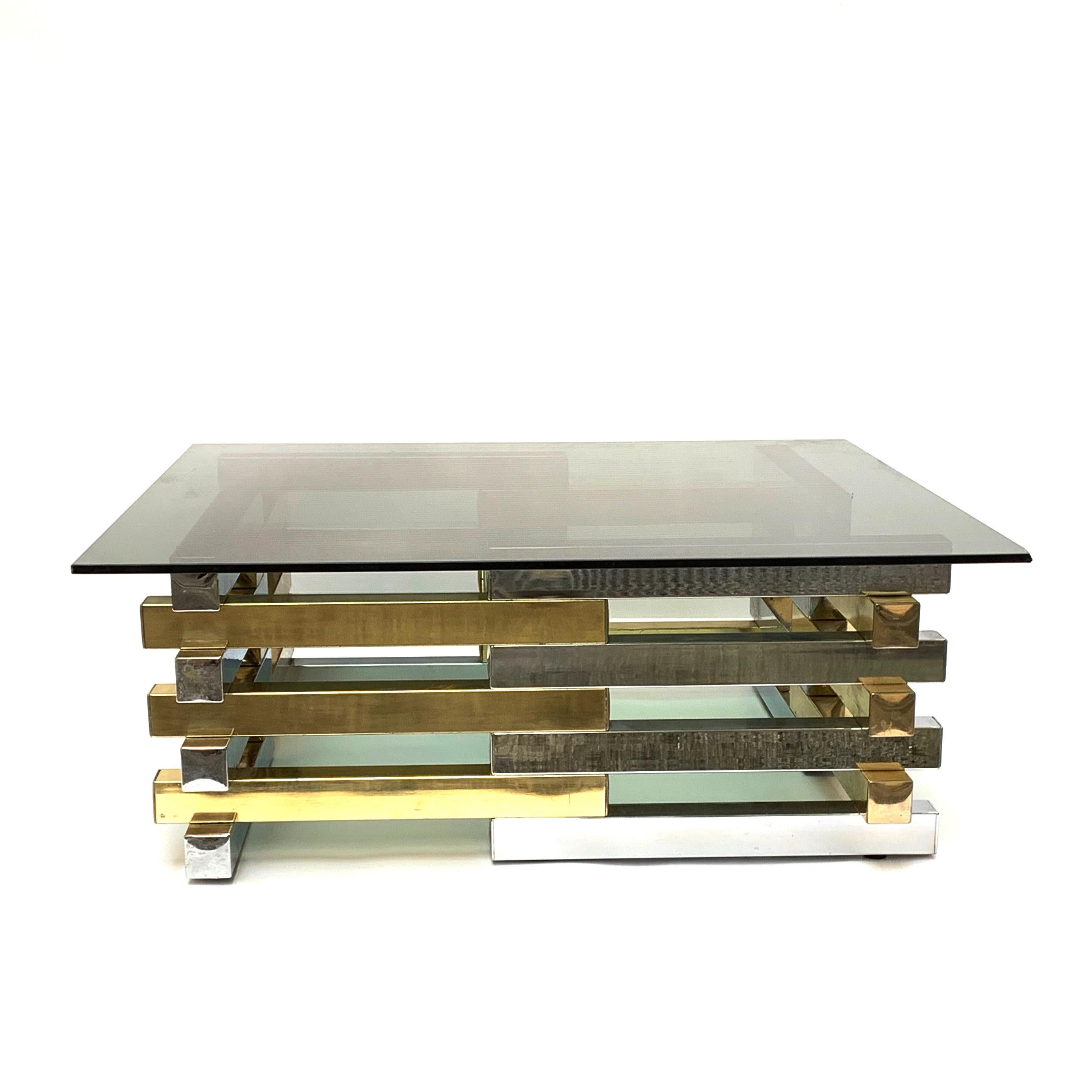 Mid-Century Modern Pierre Cardin Midcentury Brass and Chrome French Coffee Table, 1970s