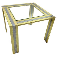 Table basse en laiton et métal chromé attribuée à Romeo Rega, 1970