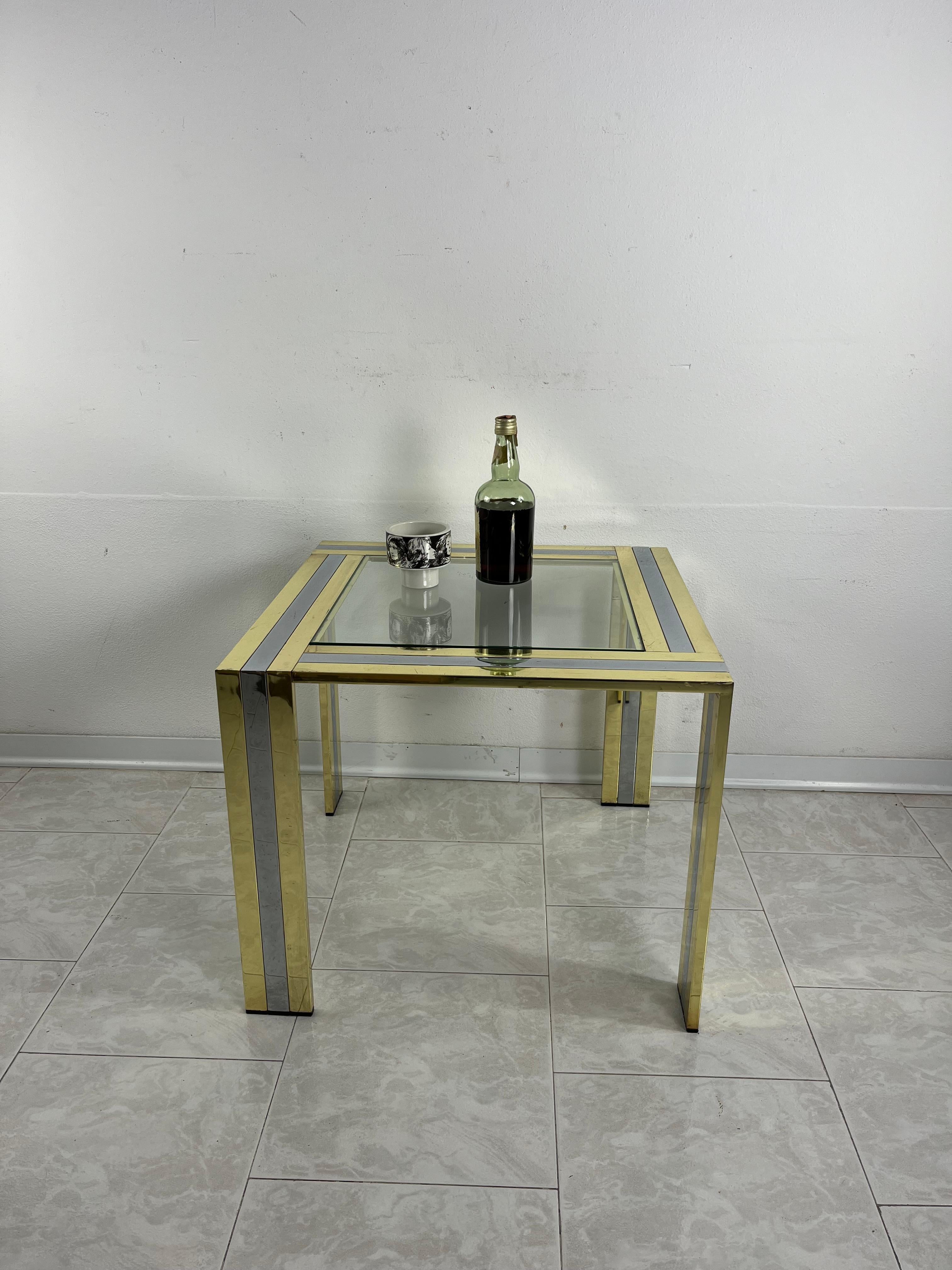 Fin du 20e siècle Table basse en laiton et métal chromé attribuée à Romeo Rega, 1970 en vente