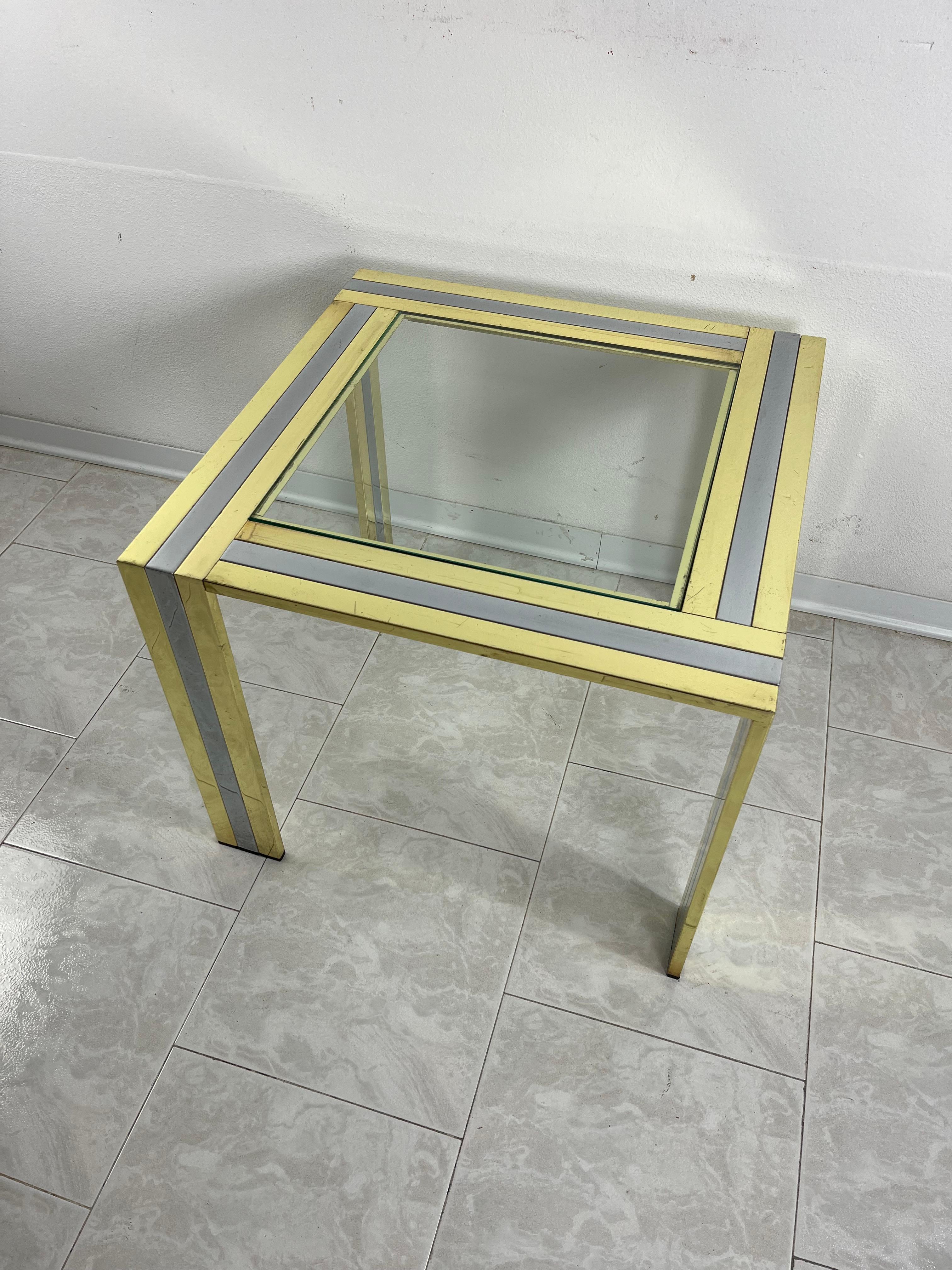 Table basse en laiton et métal chromé attribuée à Romeo Rega, 1970 en vente 1