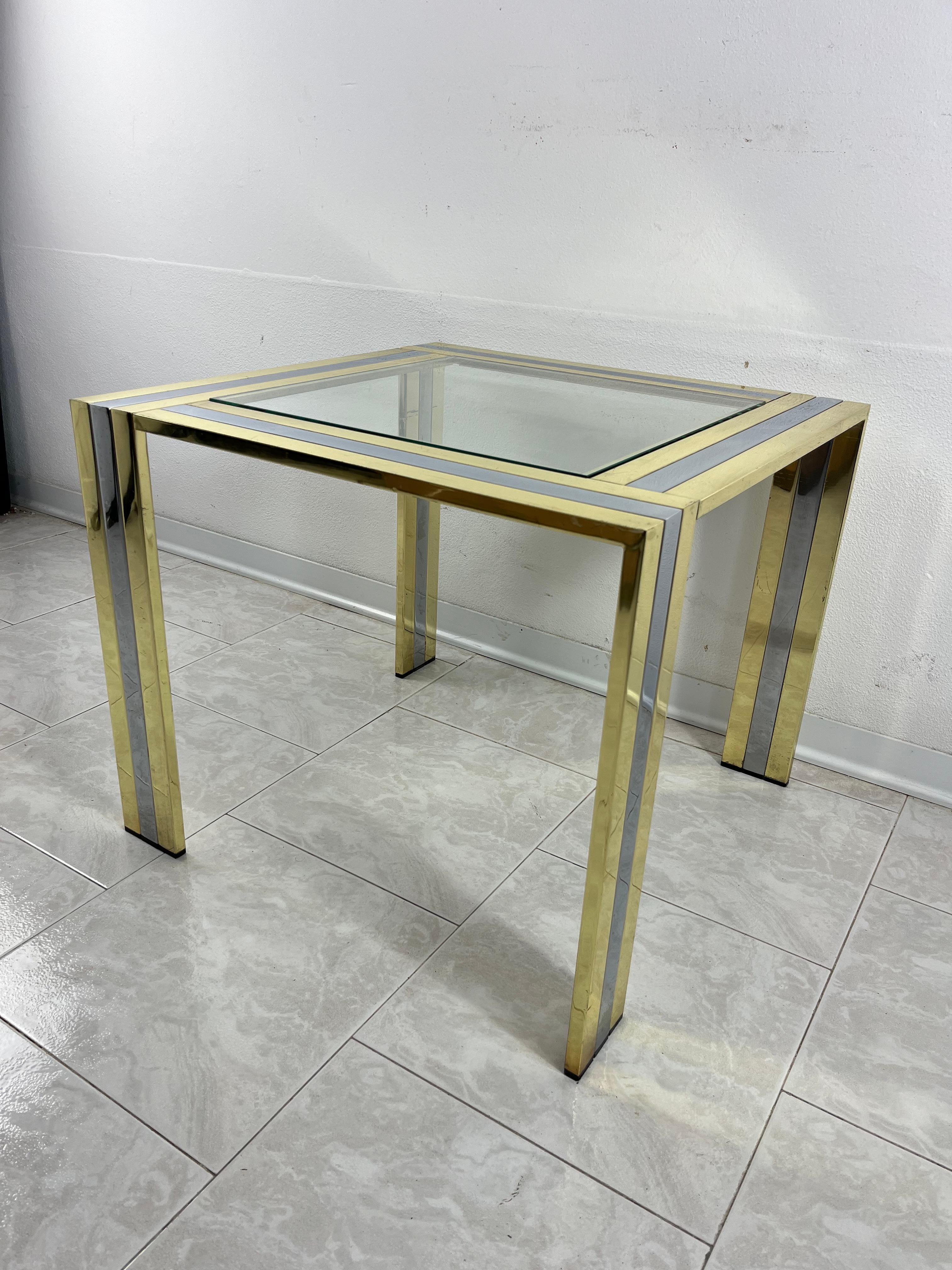 Table basse en laiton et métal chromé attribuée à Romeo Rega, 1970 en vente 2