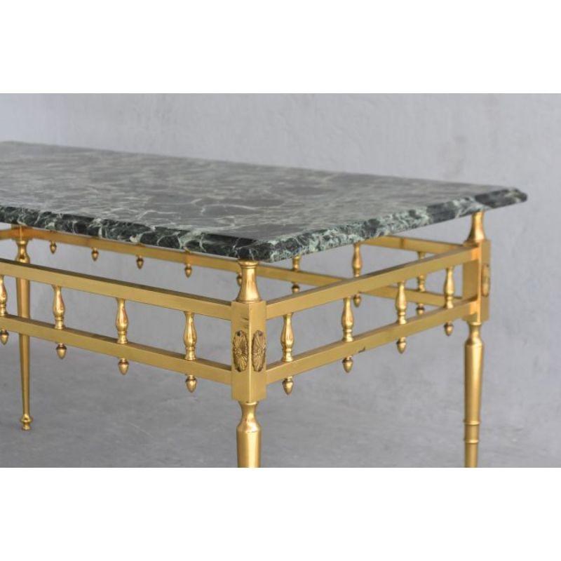 20th Century Coffee Table in Brass and Green Marble, 1950 For Sale