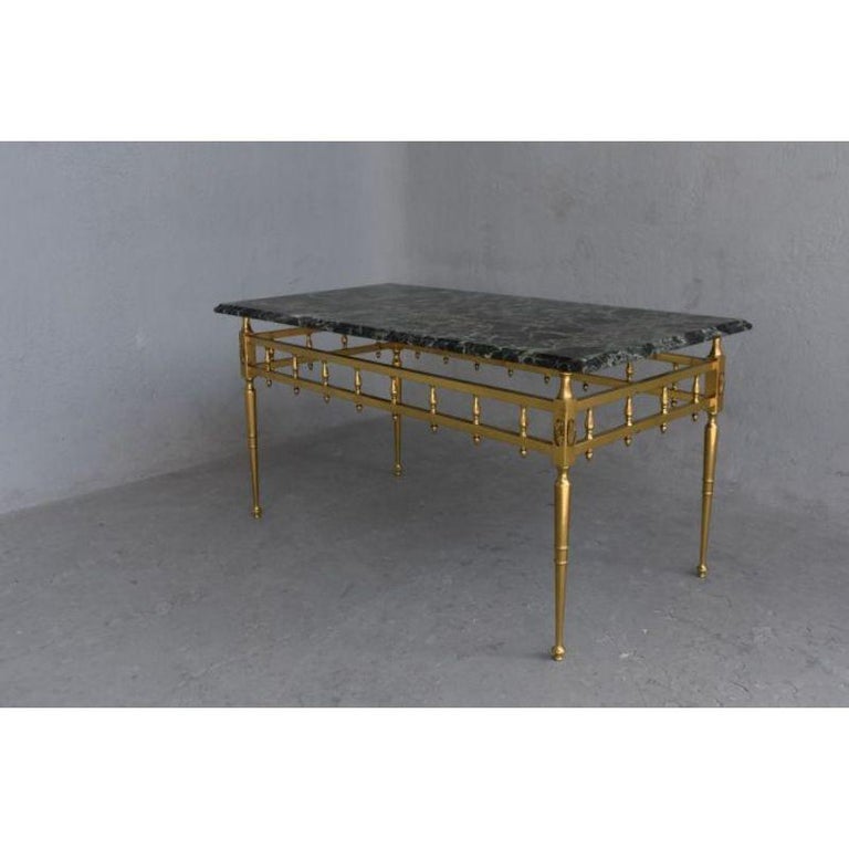 Coffee Table in Brass and Green Marble, 1950 For Sale at 1stDibs