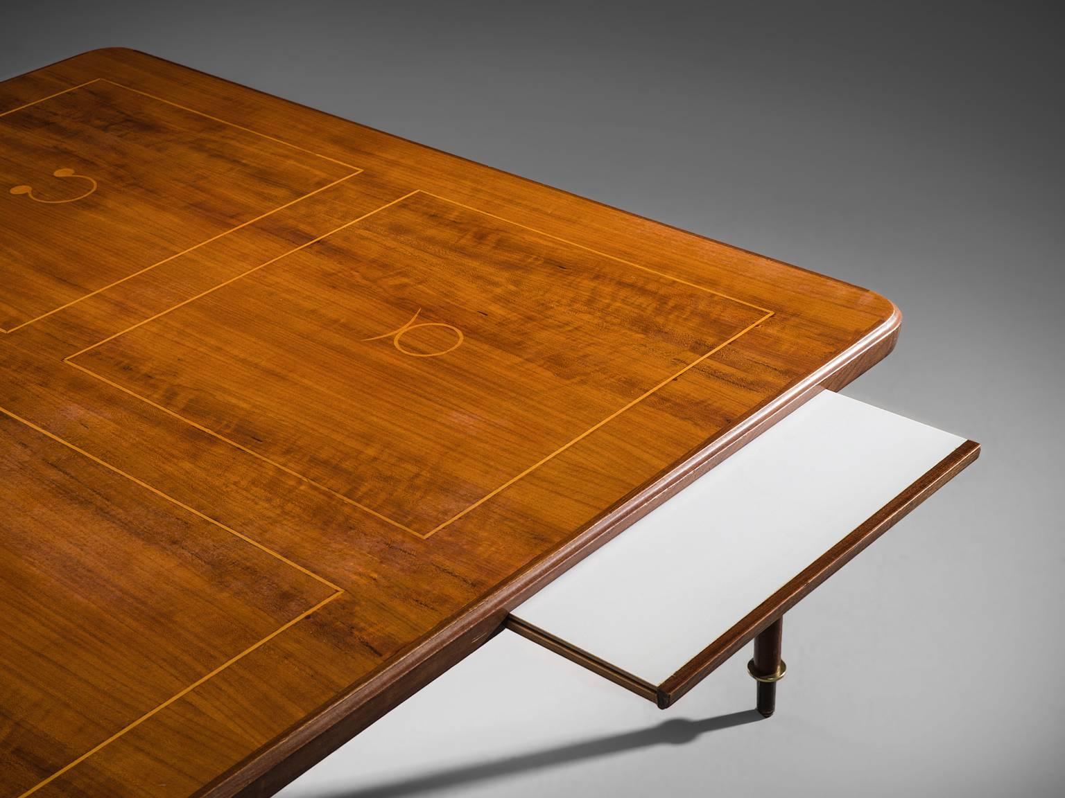 Mid-Century Modern Coffee Table in Brass and Rosewood 