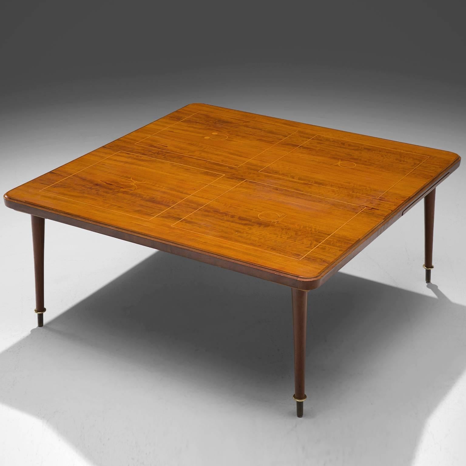Mid-20th Century Coffee Table in Brass and Rosewood 