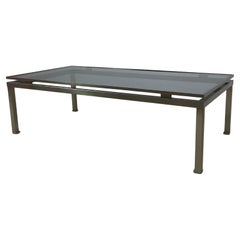 Coffee table in brass and smoked glass top by Guy Lefevre, 1970s