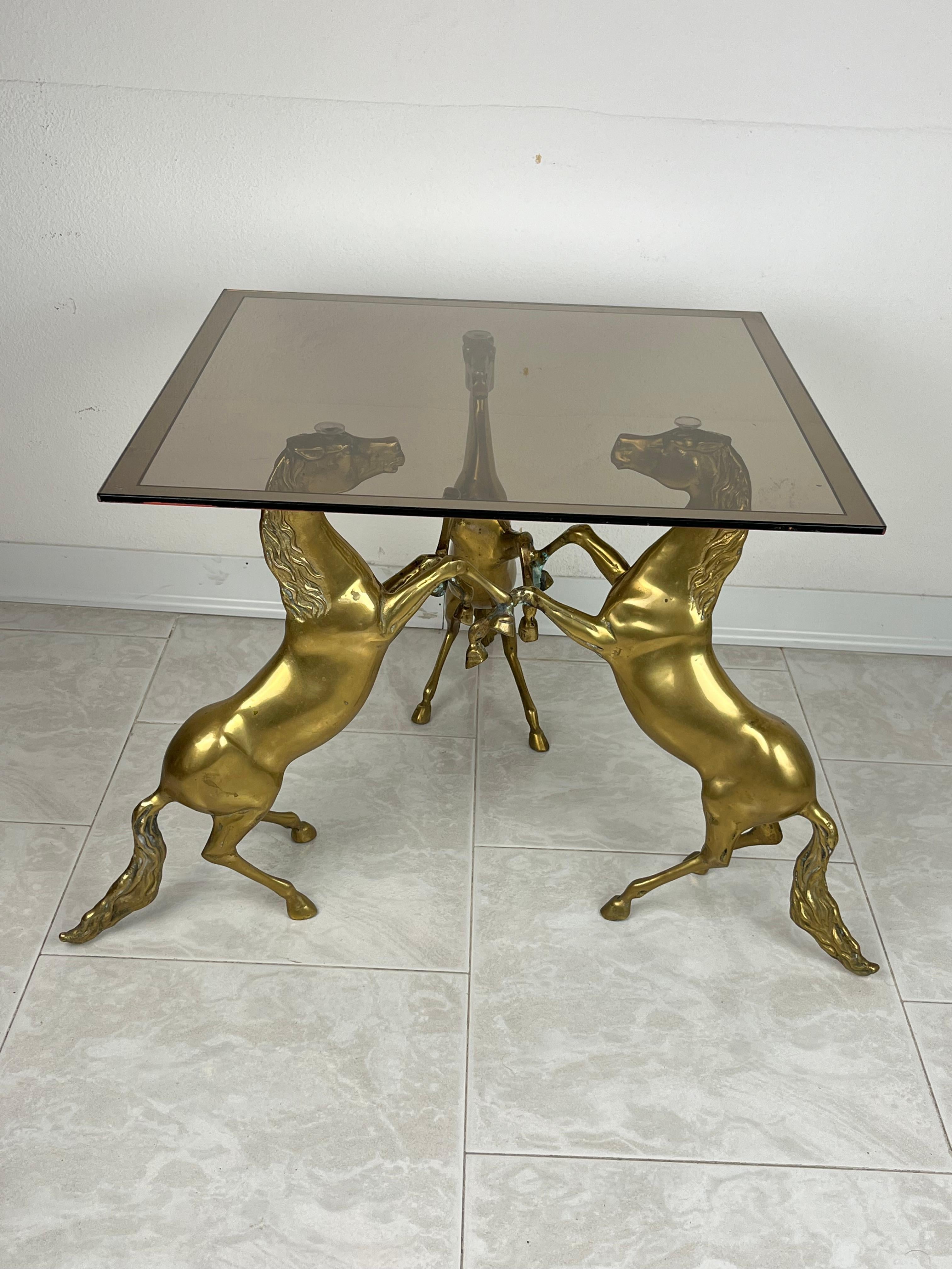 Other Coffee Table in Brass and Smoked Glass Top, Italy, 1960s For Sale