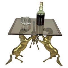 Vintage Mid-Century Italian Coffee Table in Brass and Smoked Glass Top 1960s