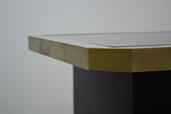 Coffee Table in Brass, Smoked Mirror 1980s France.