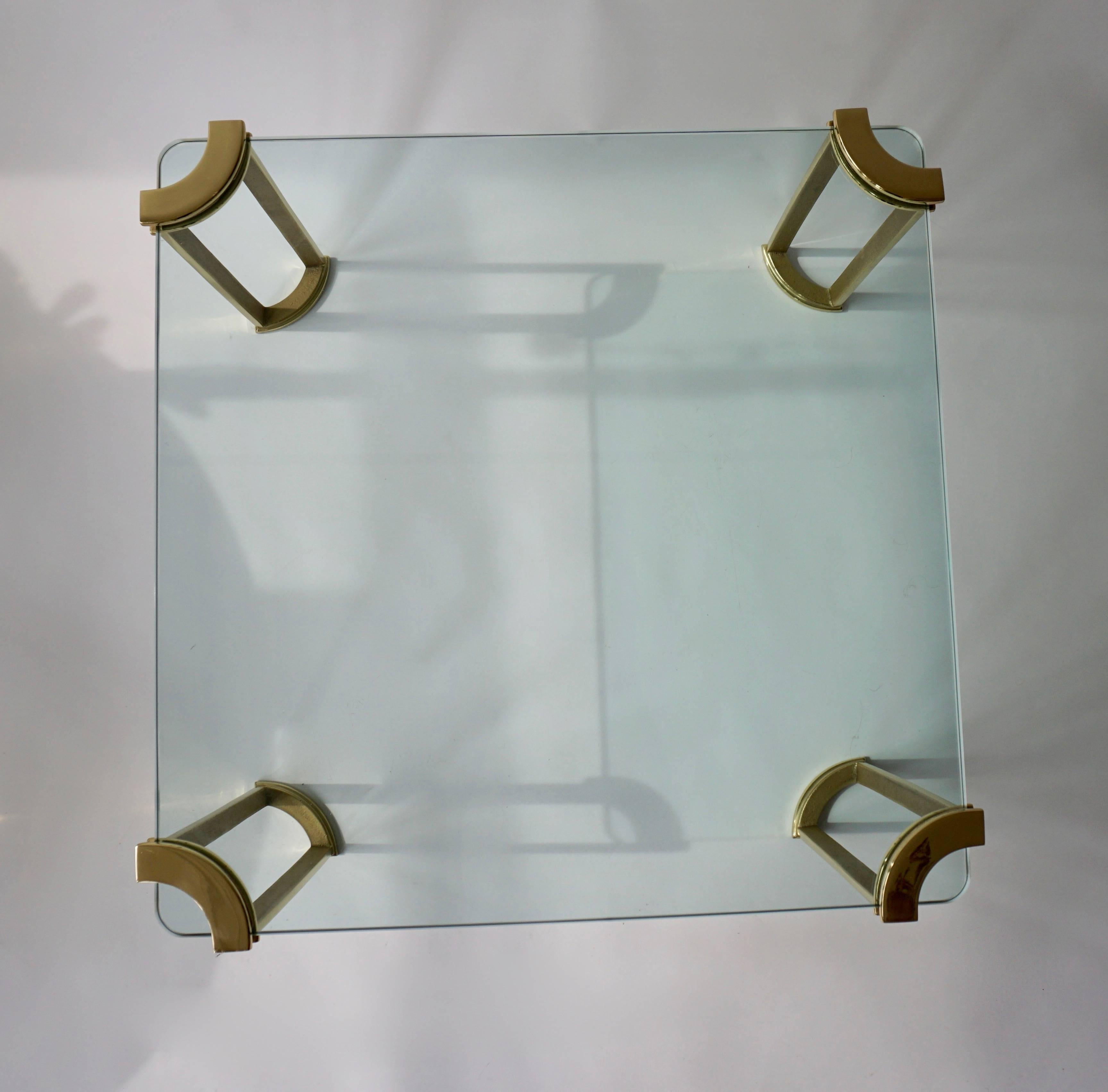 Brass Coffee Table in Bronze and Glass