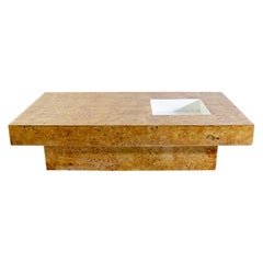 Coffee Table in Burl Wood in the Manner of Willy Rizzo