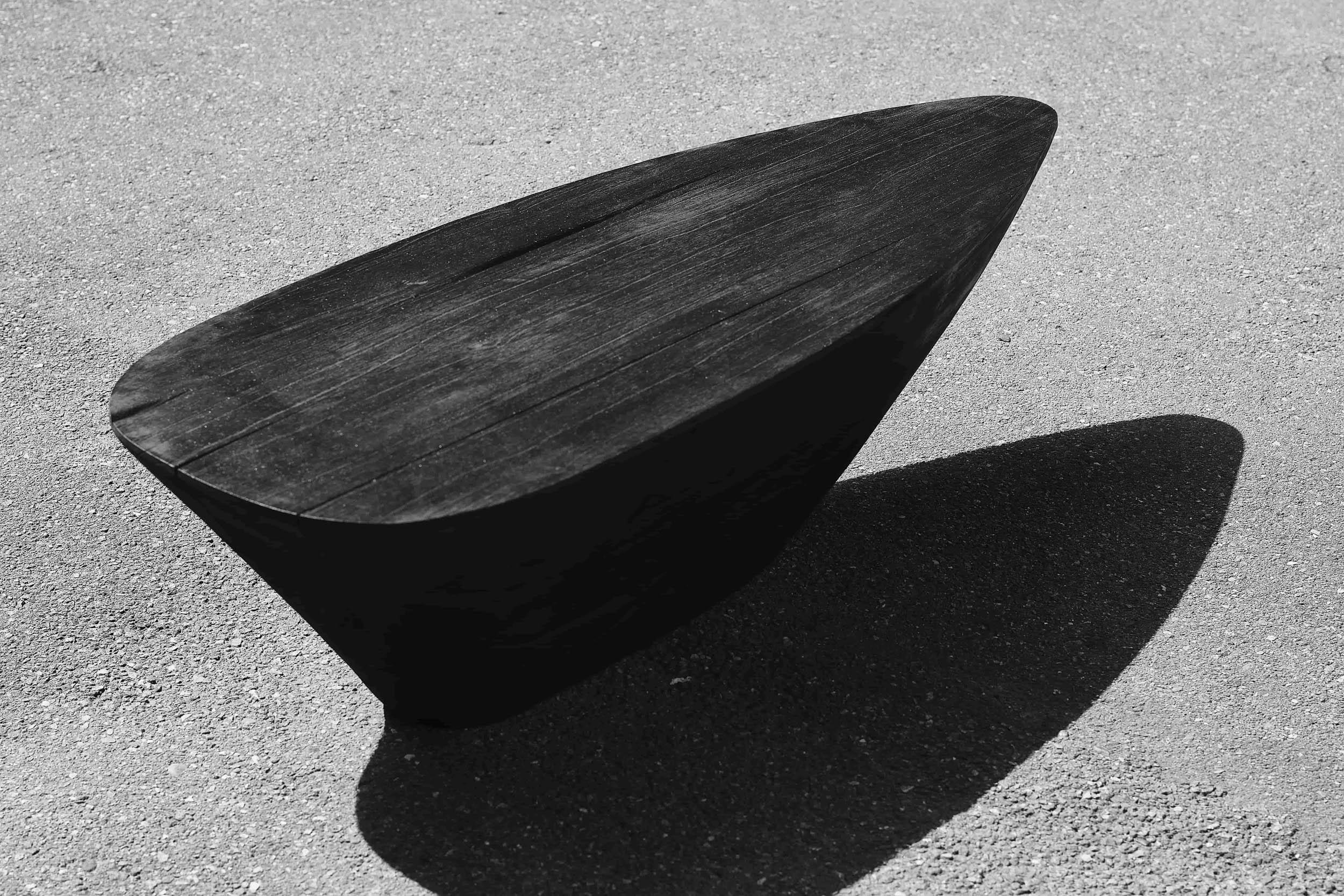 Contemporary Coffee Table in Burnt Wood 'MUNA' by Carmworks, Customizable For Sale