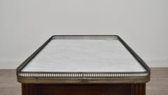 Coffee Table in Carrara Marble, Brass Part, Mahogany Wood, Italy, 1900s