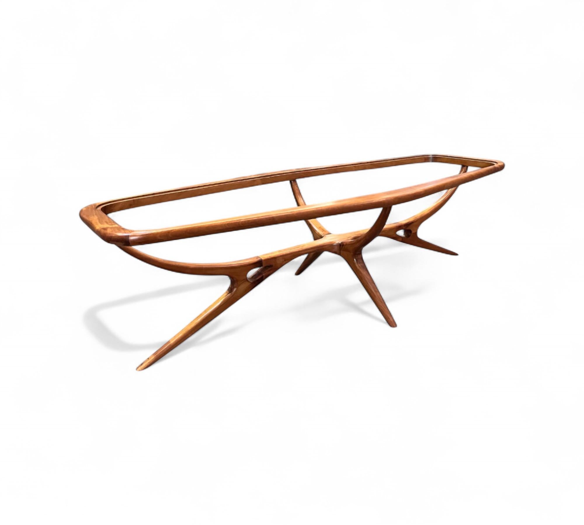 Mesa de centro en caviuna y cristal de Giuseppe Scapinelli, c. 1950 en venta 4