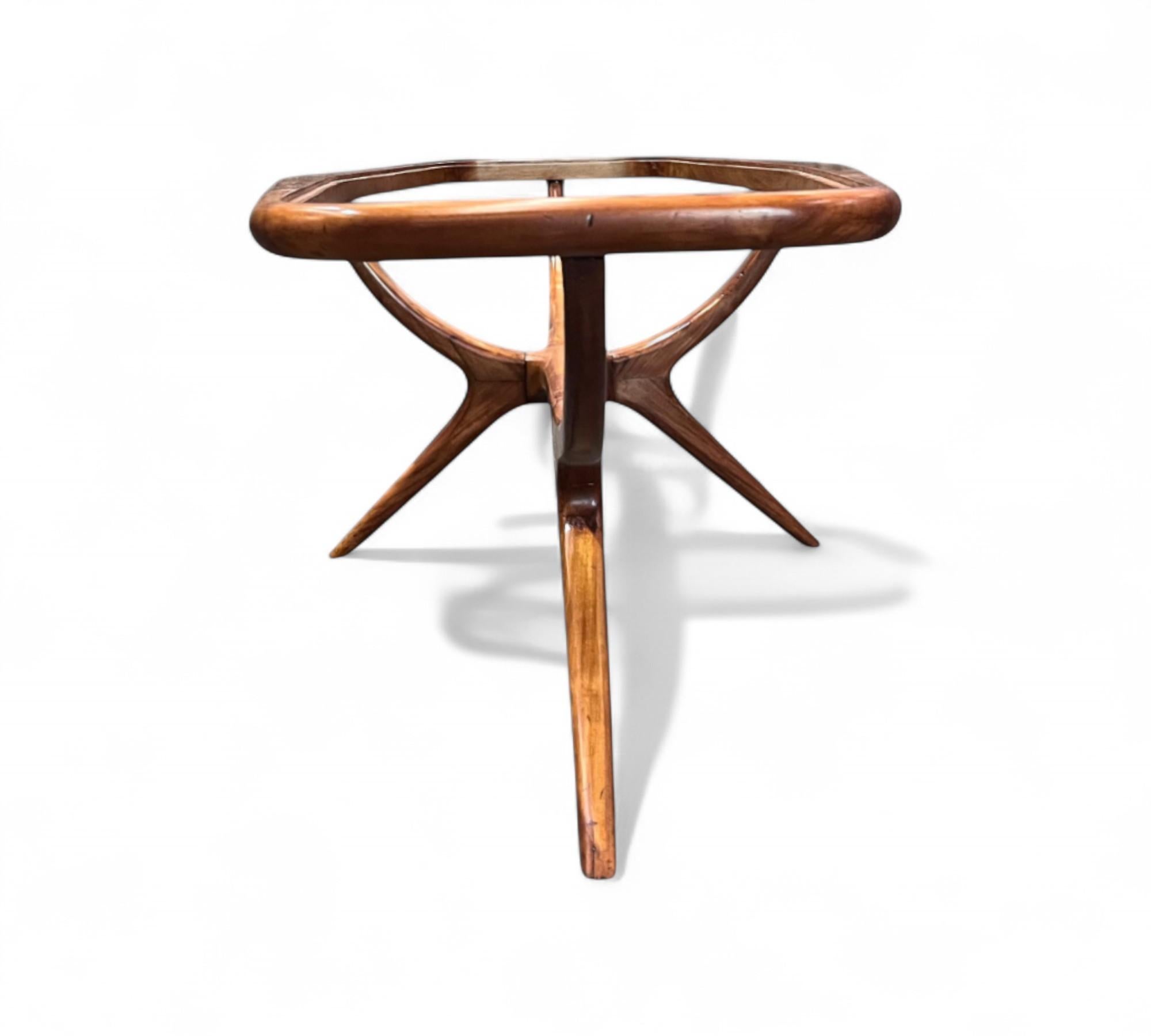 Mesa de centro en caviuna y cristal de Giuseppe Scapinelli, c. 1950 en venta 5