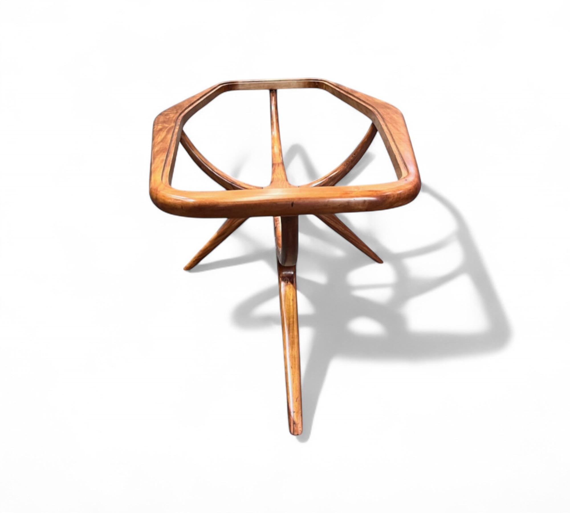 Mesa de centro en caviuna y cristal de Giuseppe Scapinelli, c. 1950 en venta 6