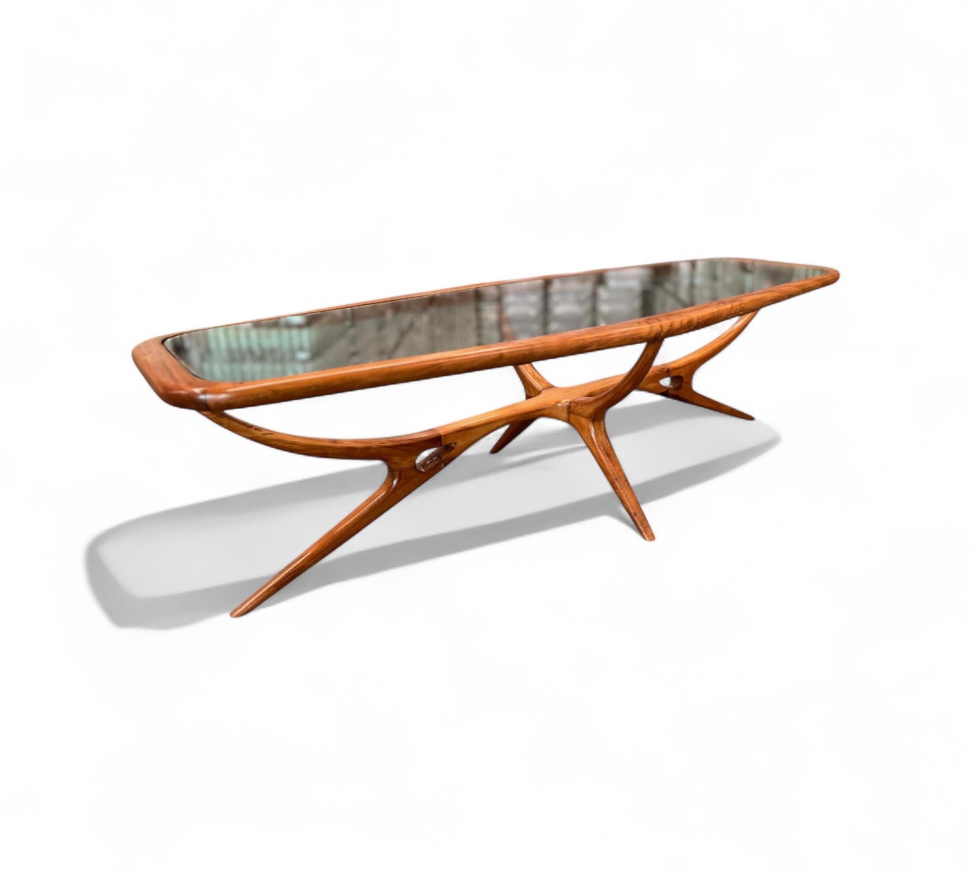 Mesa de centro en caviuna y cristal de Giuseppe Scapinelli, c. 1950 en Bueno estado para la venta en New York, NY