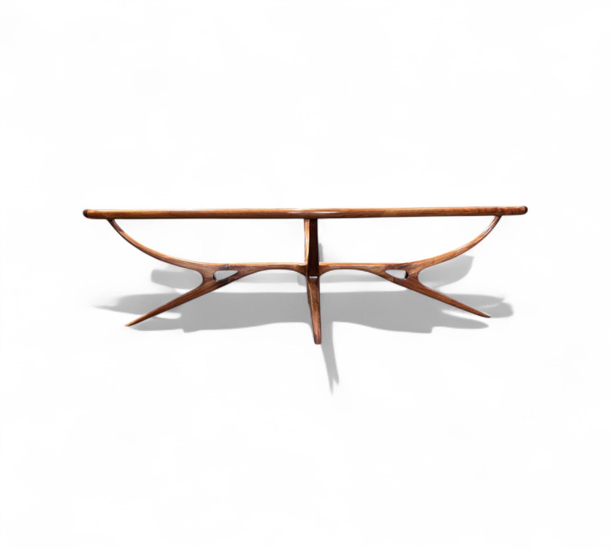 Mesa de centro en caviuna y cristal de Giuseppe Scapinelli, c. 1950 en venta 2