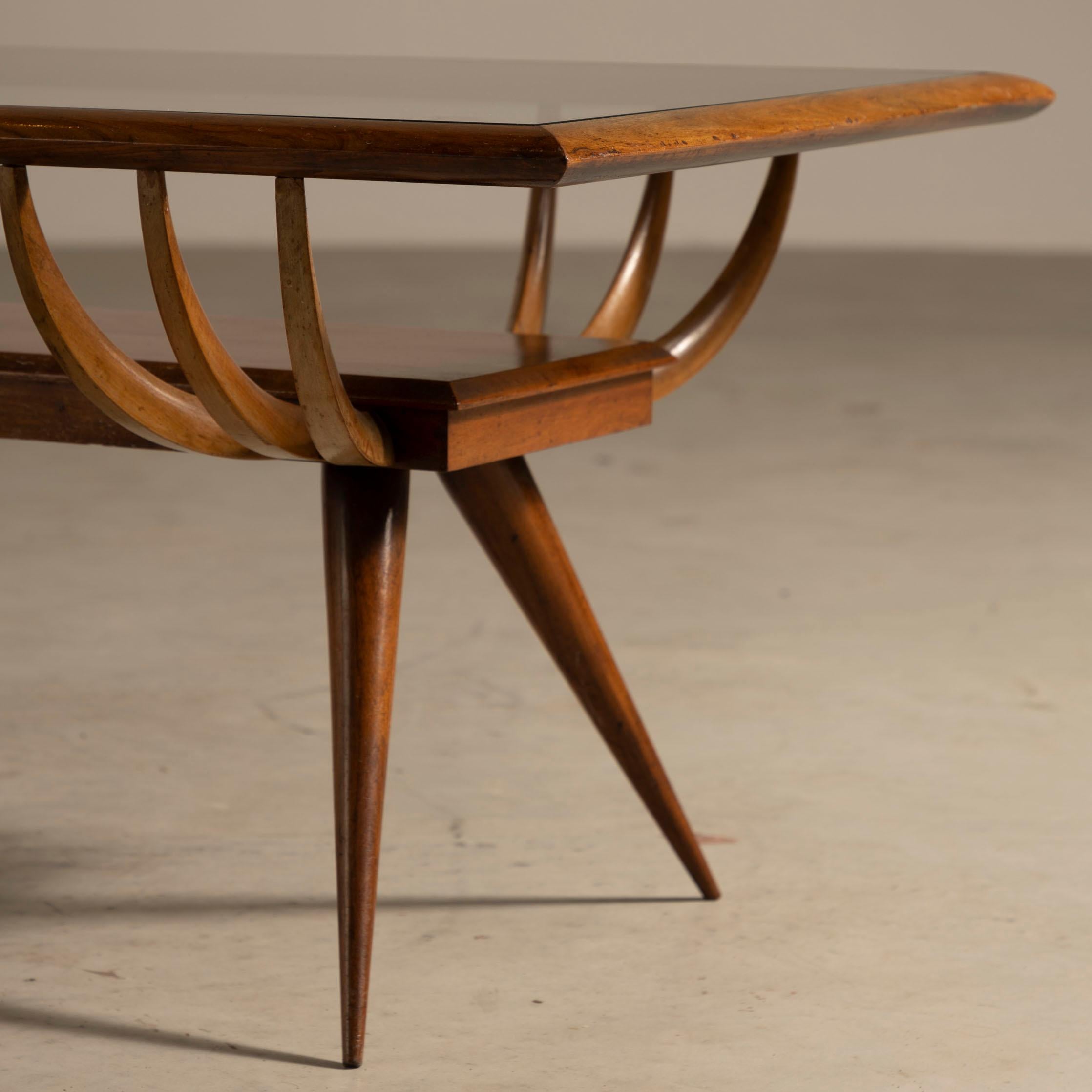Bois Table basse en bois de Caviuna, Giuseppe Scapinelli, brésilien moderne du milieu du siècle dernier en vente