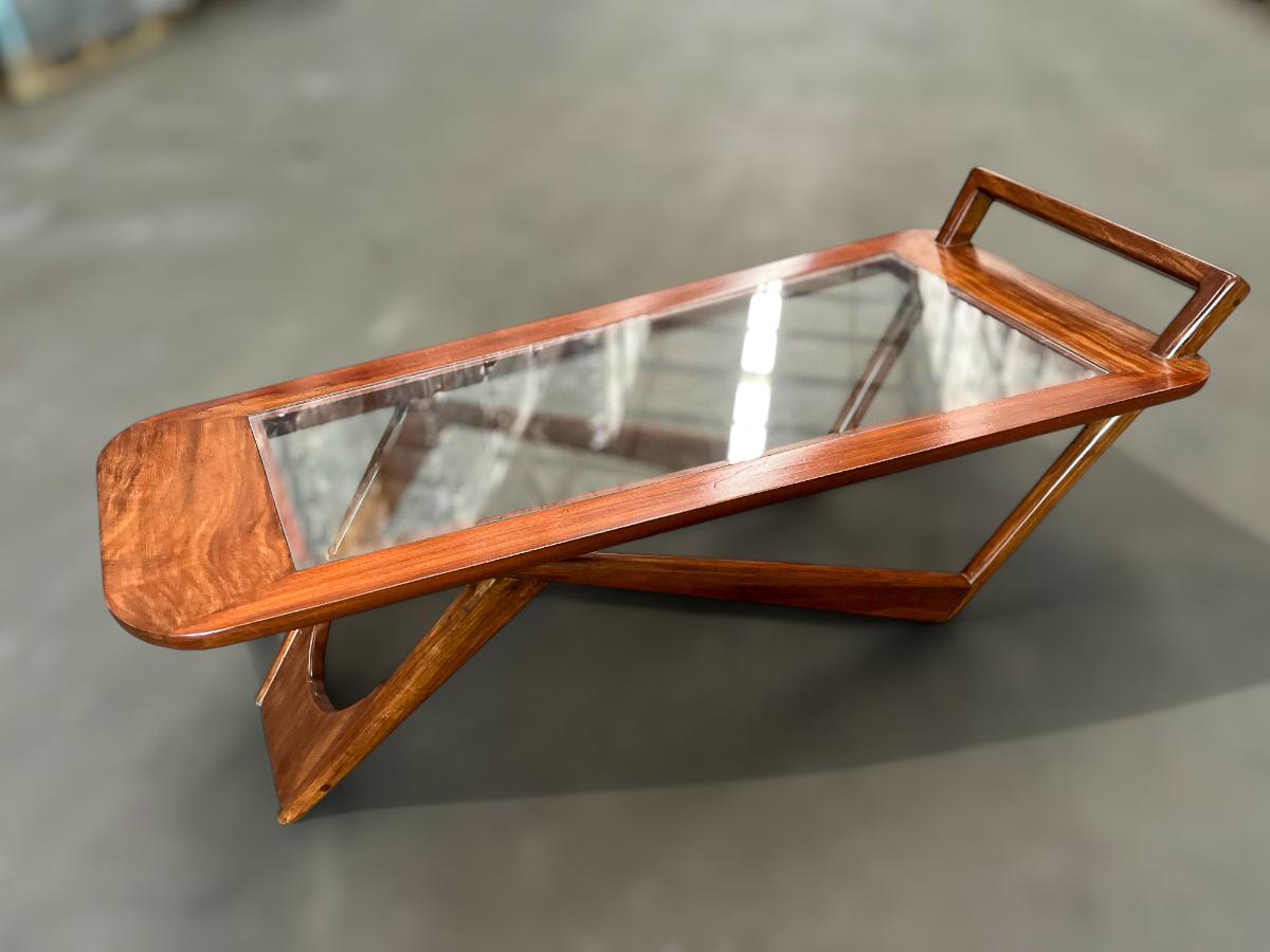 Coffee Table in Caviuna Wood & Glass by Pierre Weckxx, c. 1950s For Sale 4