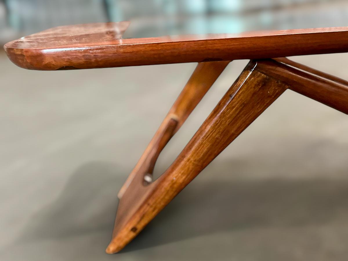 Coffee Table in Caviuna Wood & Glass by Pierre Weckxx, c. 1950s For Sale 7
