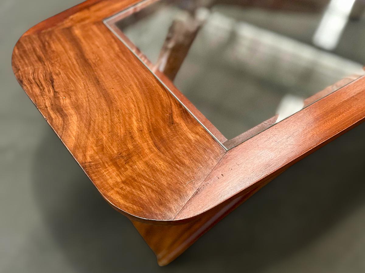 Coffee Table in Caviuna Wood & Glass by Pierre Weckxx, c. 1950s For Sale 9