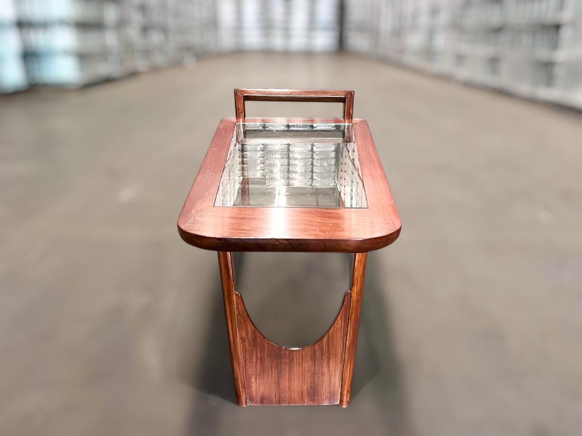 Mid-Century Modern Coffee Table in Caviuna Wood & Glass by Pierre Weckxx, c. 1950s For Sale