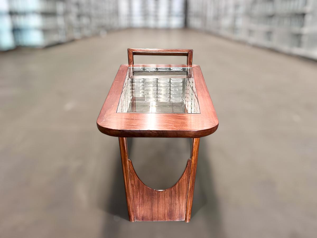 Hand-Crafted Coffee Table in Caviuna Wood & Glass by Pierre Weckxx, c. 1950s For Sale