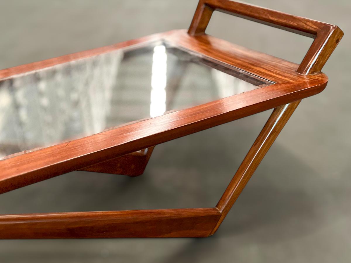 Coffee Table in Caviuna Wood & Glass by Pierre Weckxx, c. 1950s For Sale 2