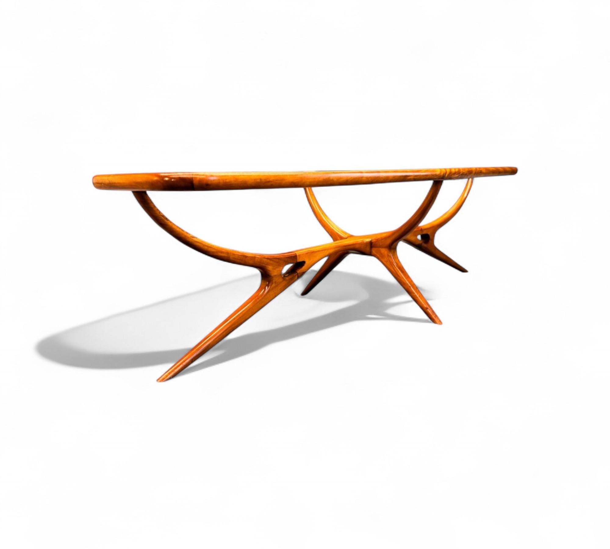 Mesa de centro en madera de Caviuna y Cristal, Giuseppe Scapinelli, años 50 - Lote 655 en venta 2