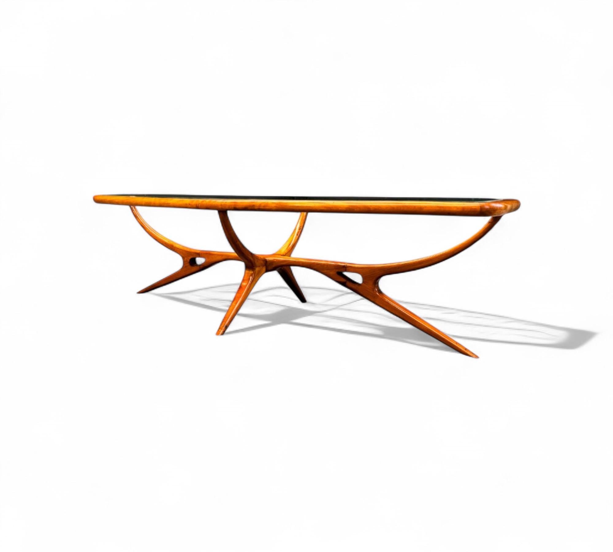 Mesa de centro en madera de Caviuna y Cristal, Giuseppe Scapinelli, años 50 - Lote 655 en venta 4