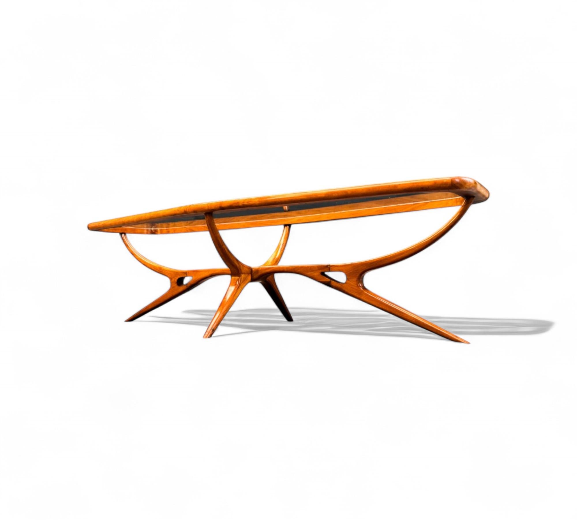 Mesa de centro en madera de Caviuna y Cristal, Giuseppe Scapinelli, años 50 - Lote 655 en venta 5