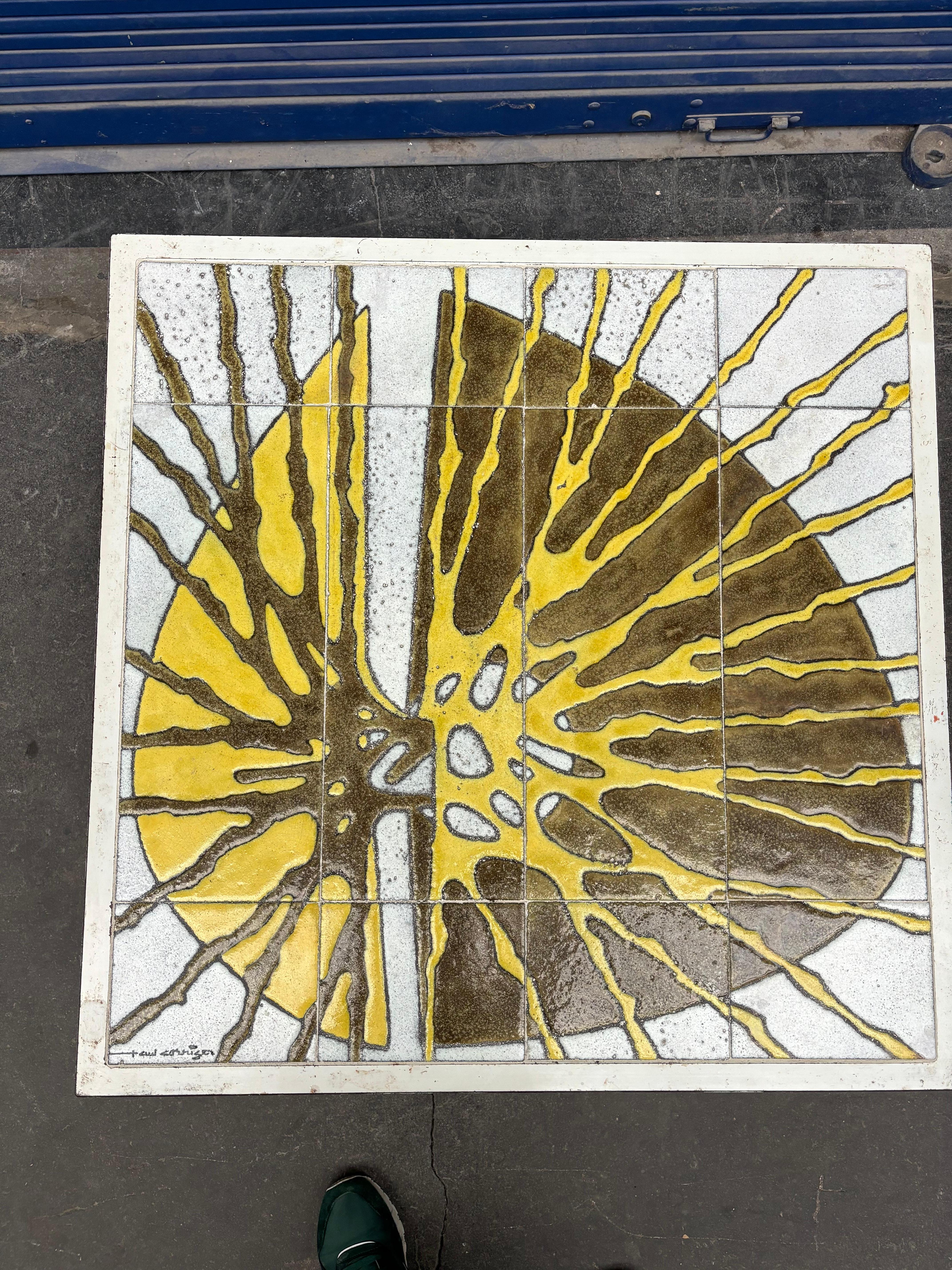 Metallo Tavolino in ceramica di Paul Corriger in vendita