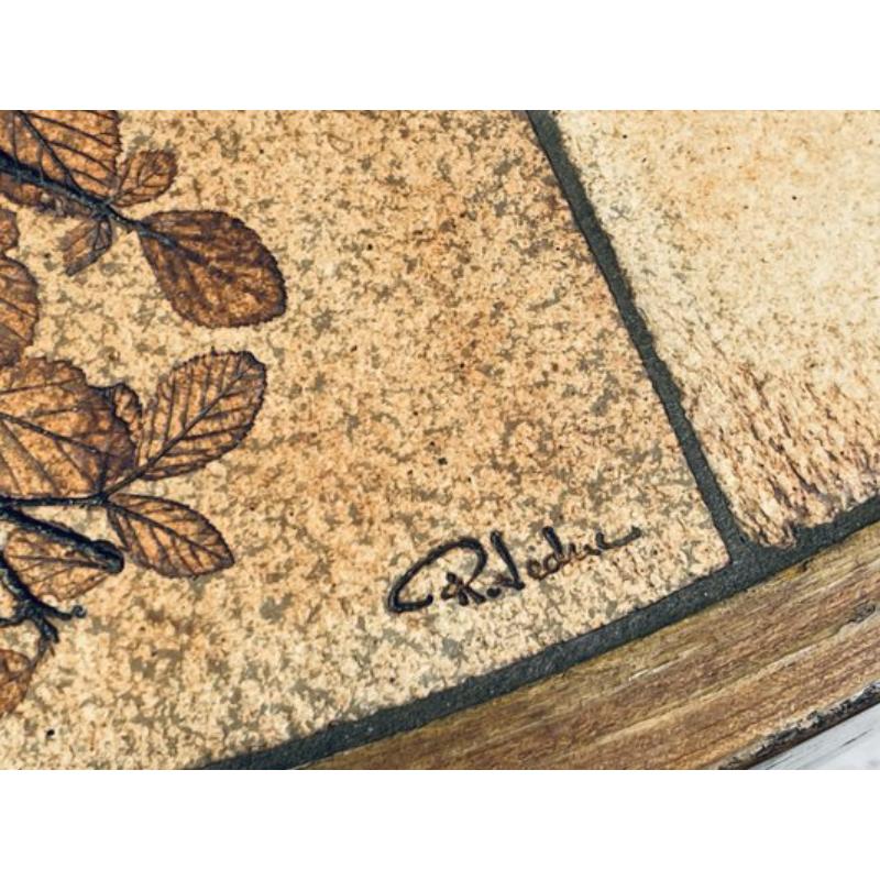 French Coffee Table in Ceramic & Sandstone, Raymonde Leduc for Herbier Vallauris, 1960s For Sale