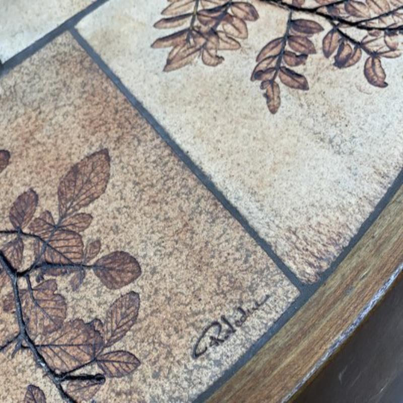 Coffee Table in Ceramic & Sandstone, Raymonde Leduc for Herbier Vallauris, 1960s In Excellent Condition For Sale In Andrézieux-Bouthéon, FR